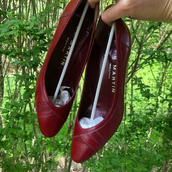 Vintage French J.B. Martin Pavqis Maroon Genuine Leather Heels🇫🇷 - Picture 3 of 6